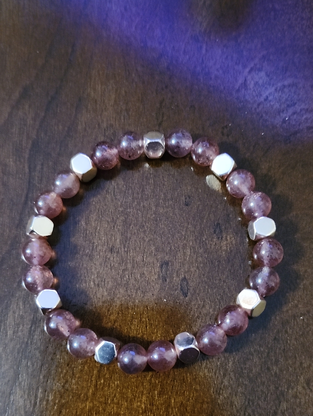 Handmade Strawberry Quartz Beaded Bracelet